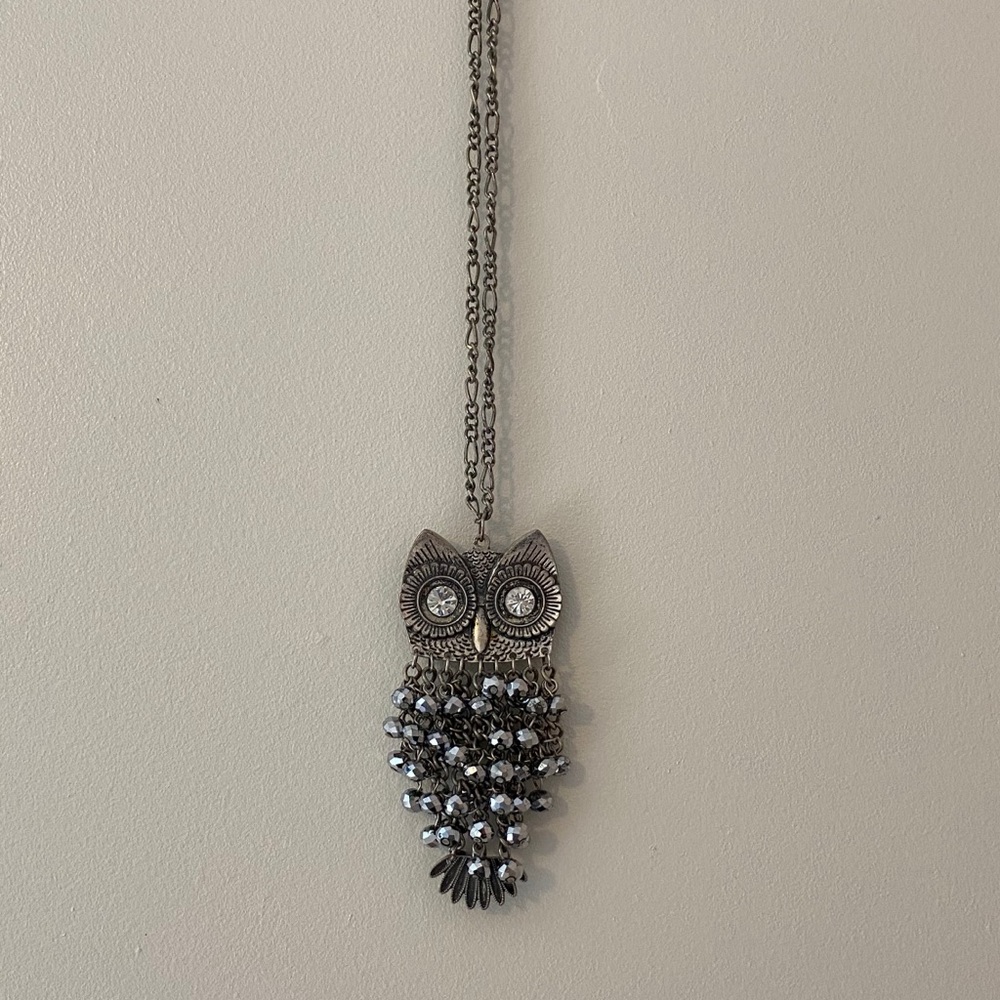 Silver Owl Statement Necklace